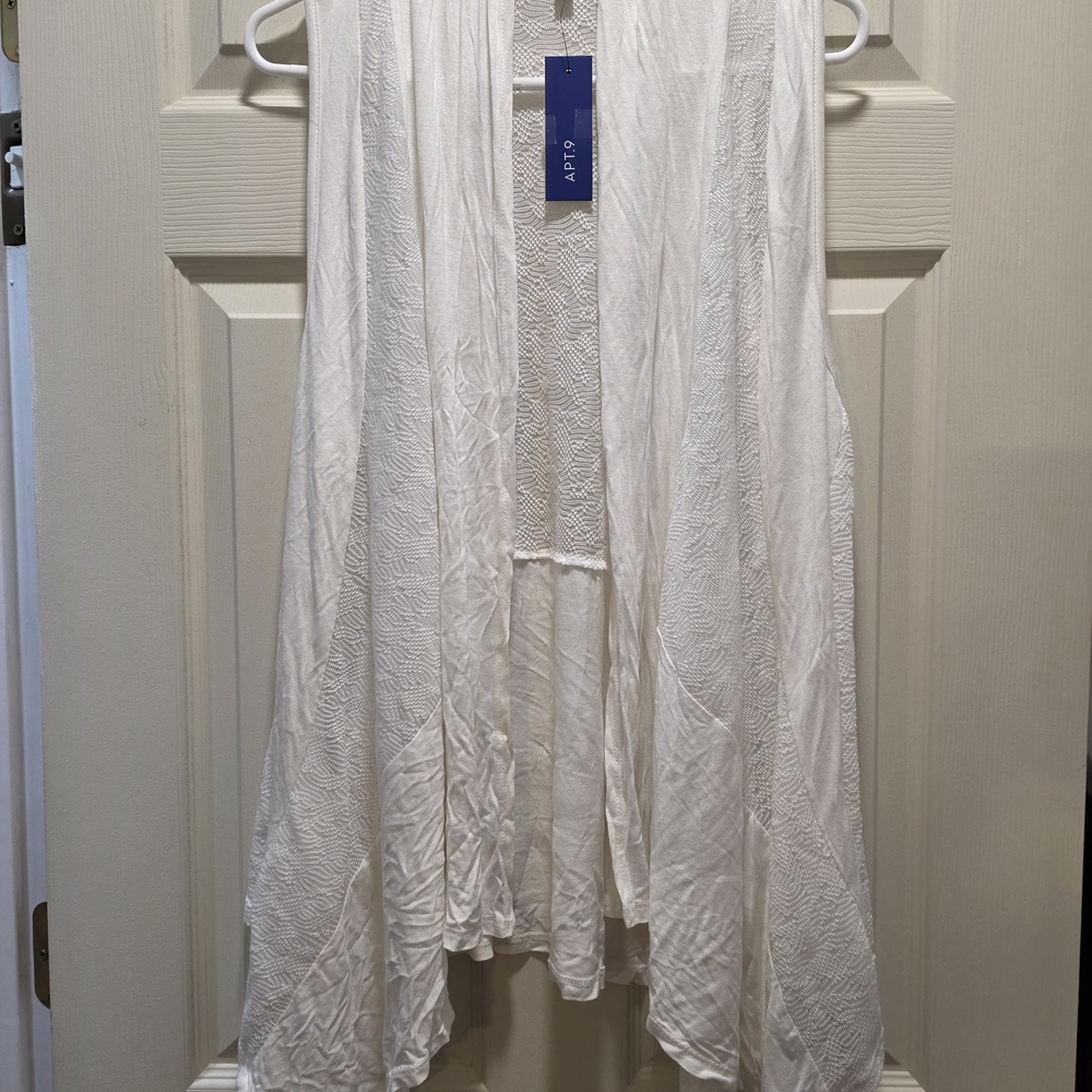 Apt. 9 White Sleeveless Drape Cardigan